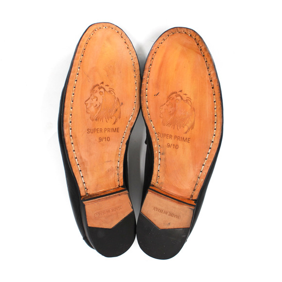 GUCCI Black Leather Web Silver Horsebit Loafers 11 Slip On Italian Almond Shoes - Picture 7 of 7